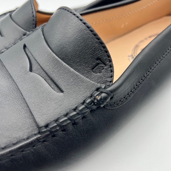 NEW Tods Womens Gommino Driving Penny Loafers Shoes Black Leather Slip On 11 - Picture 3 of 11